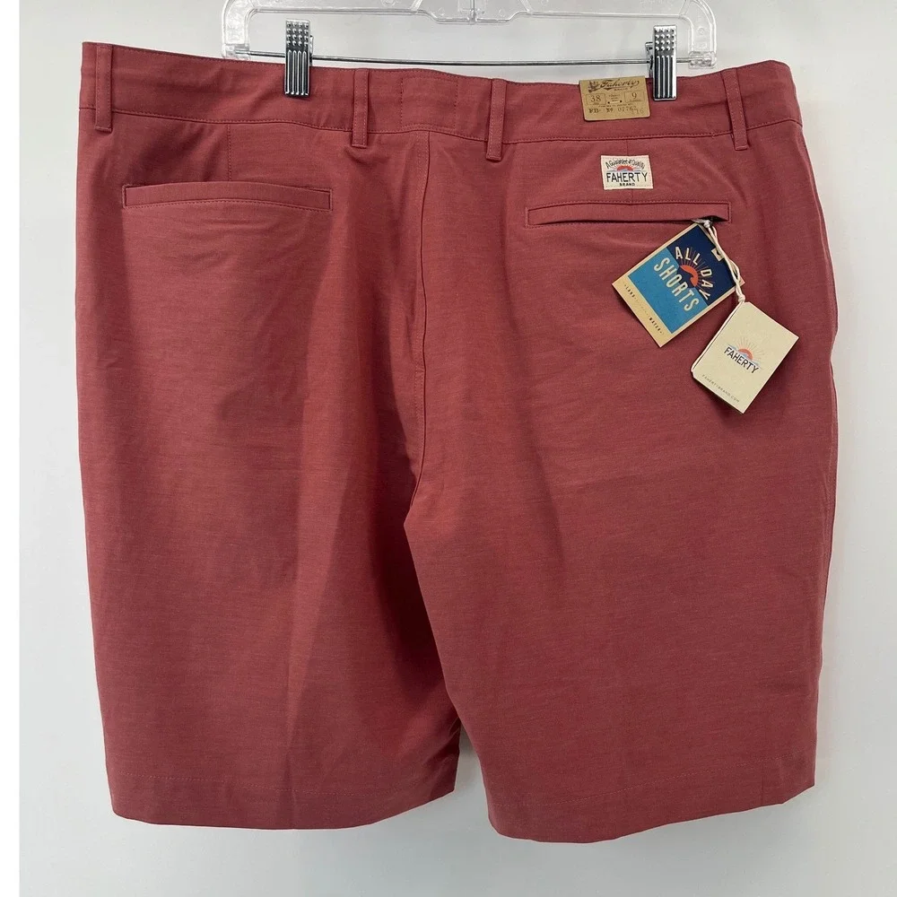 Faherty All Day Shorts Mens 38 Sunrose Pink Hybrid Quick Dry 9 Inch MBS2335